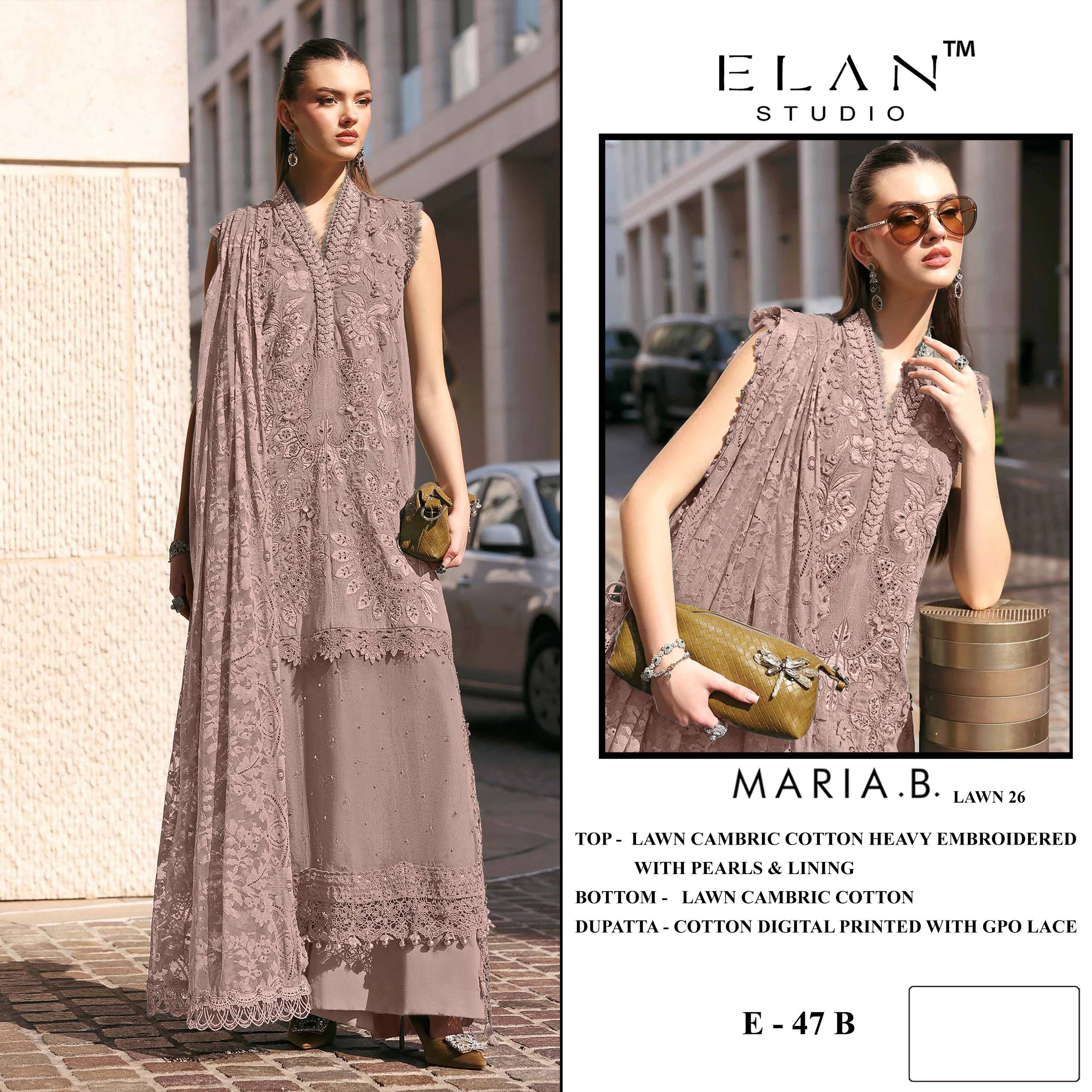 E-47 Series By ELAN STUDIO Pakistani Suits Ethnic Wear Cemric Lawn Cotton Dresses At Wholesale